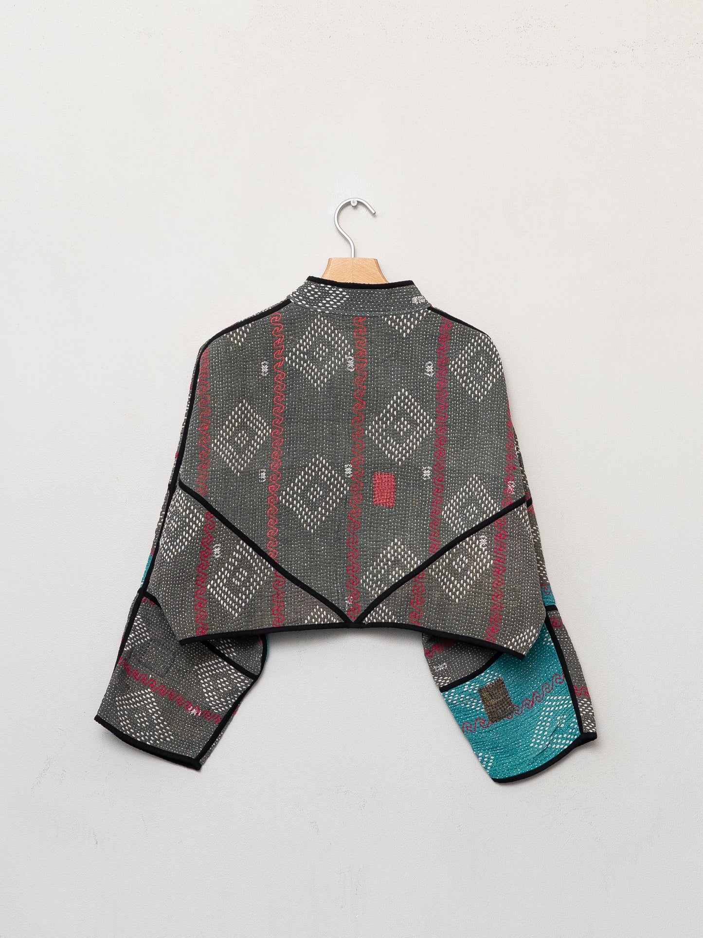 The Kaira Cropped Quilted Patchwork Kantha Jacket