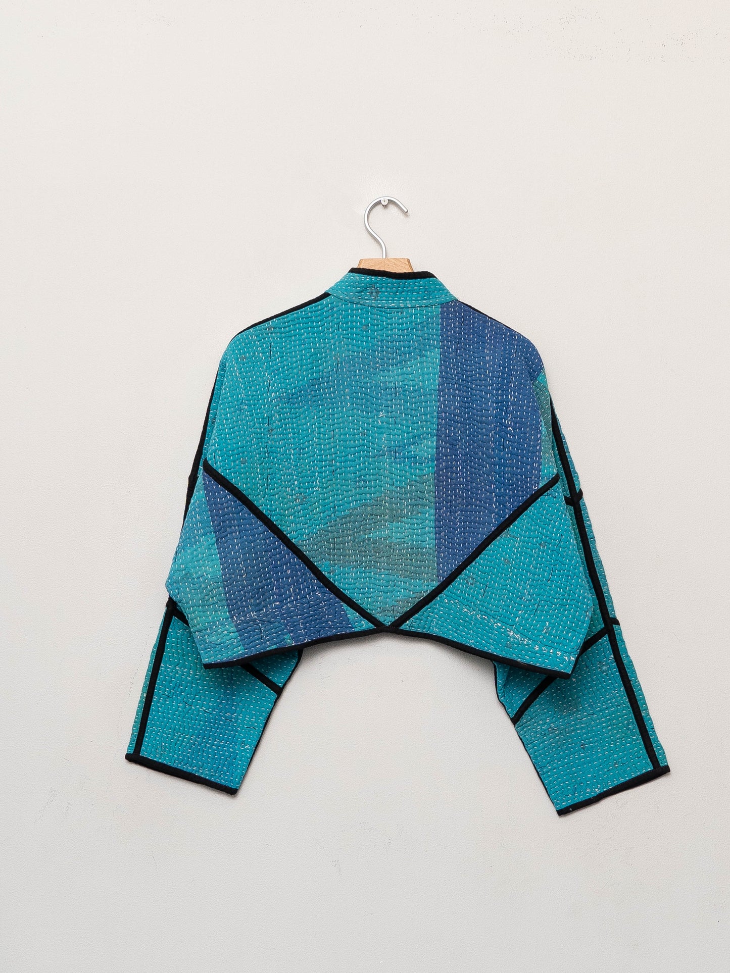 The Kaira Cropped Quilted Patchwork Kantha Jacket