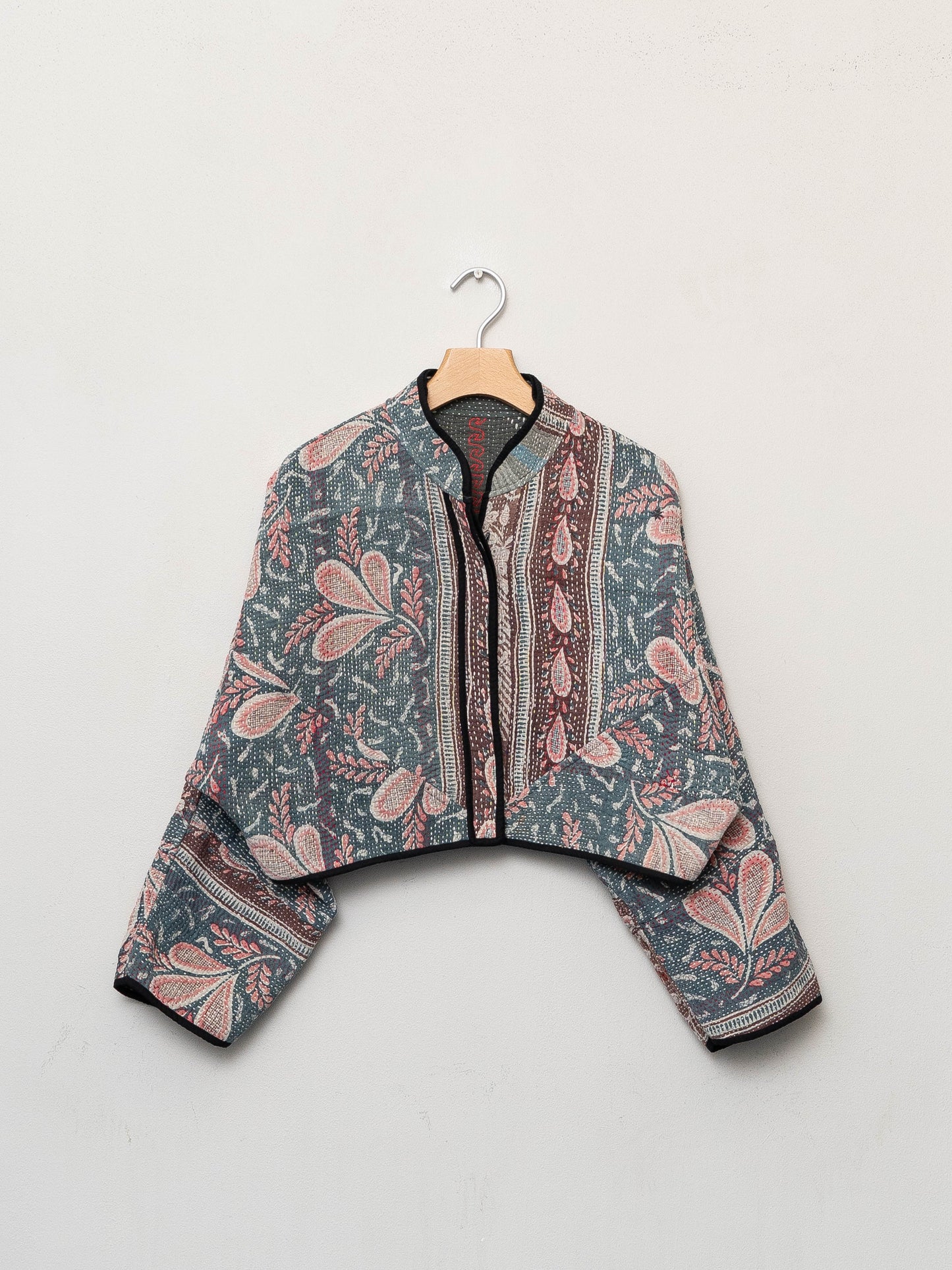 The Kaira Cropped Quilted Patchwork Kantha Jacket