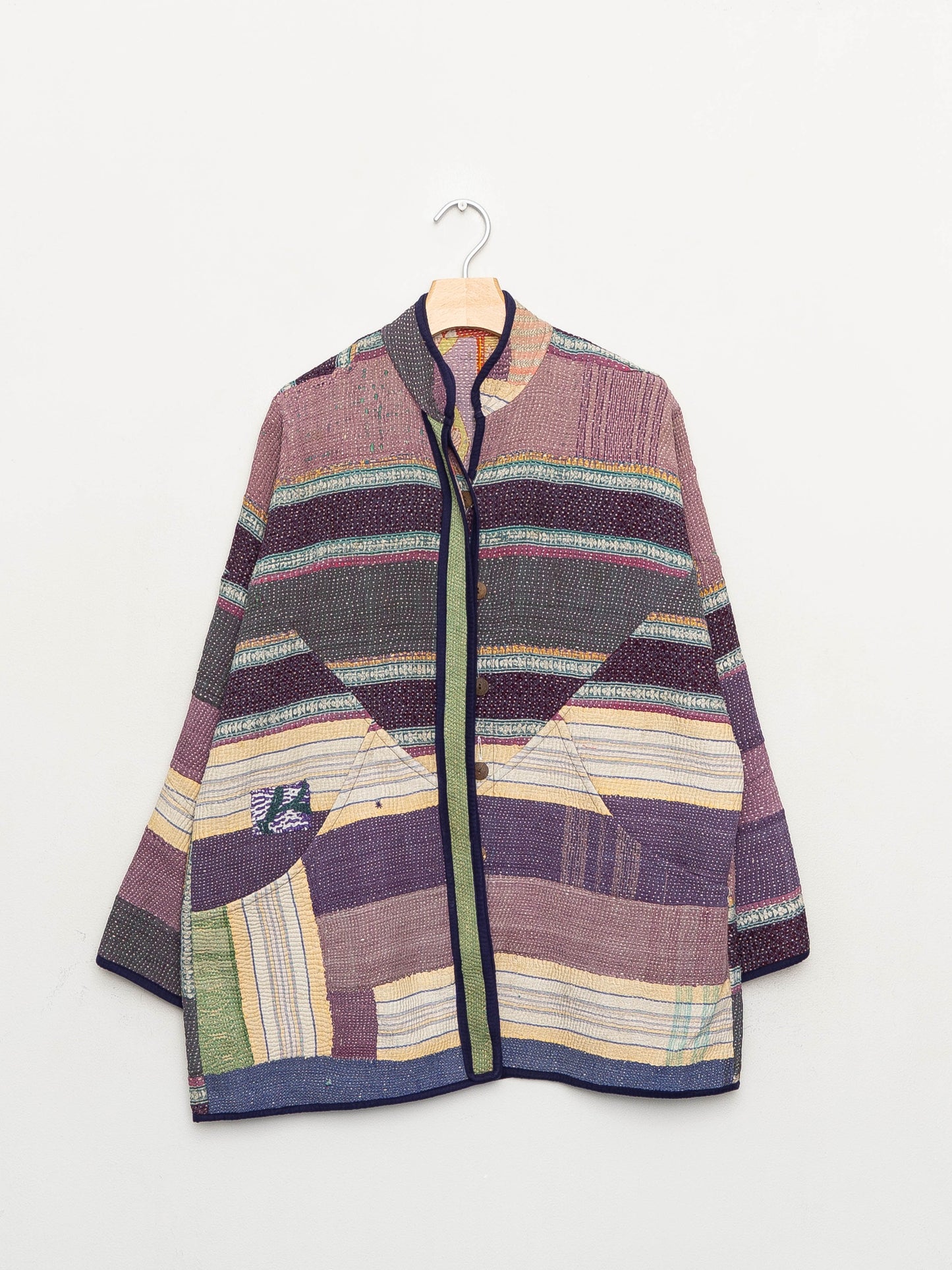 The Narmada Quilted Patchwork Kantha Jacket