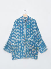 The Narmada Quilted Indigo Kantha Jacket