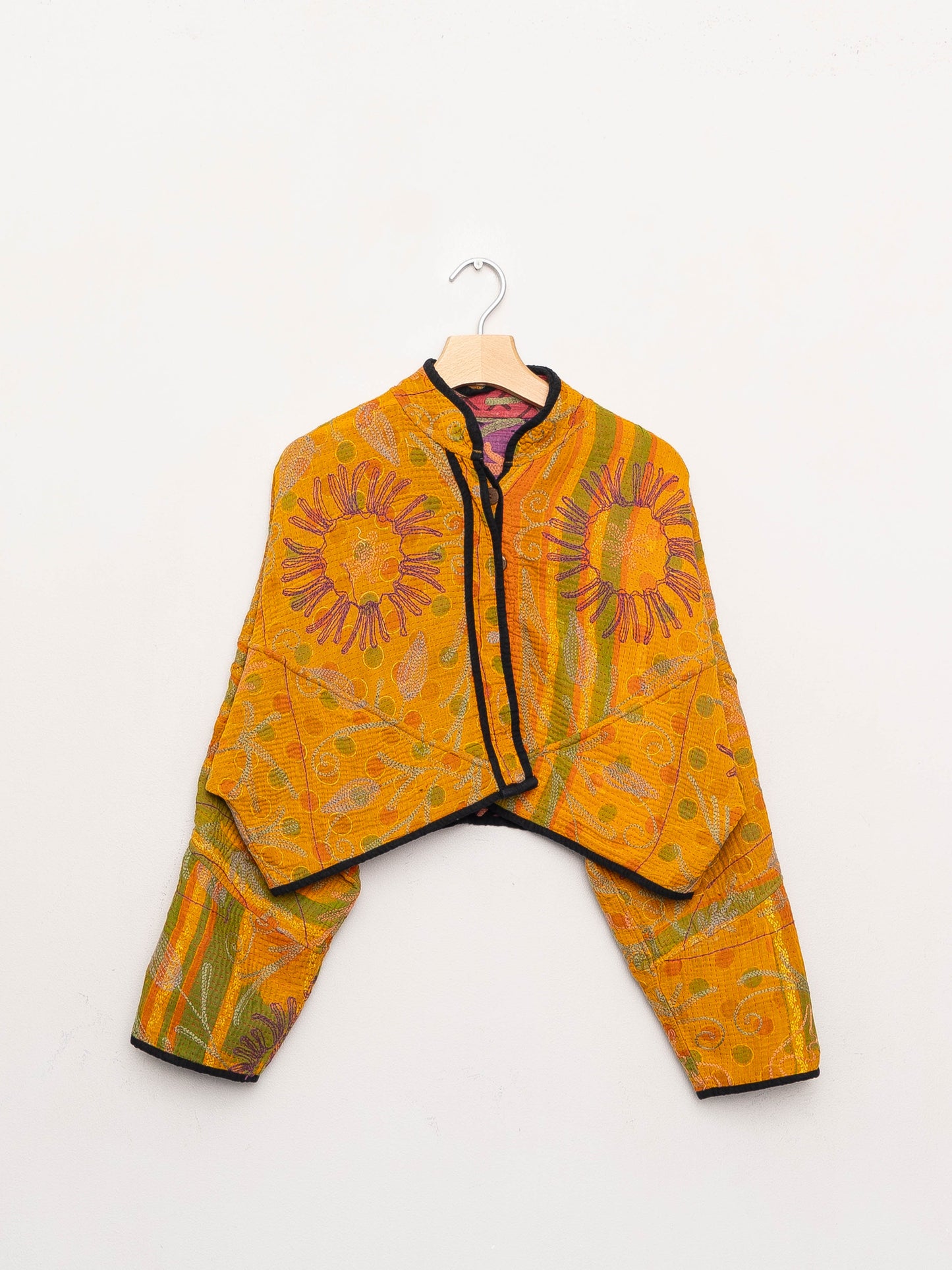 The Kaira Cropped Suzani Quilted Kantha Jacket