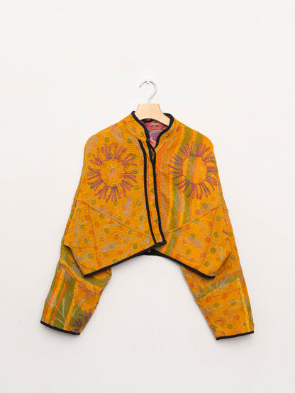 The Kaira Cropped Suzani Quilted Kantha Jacket