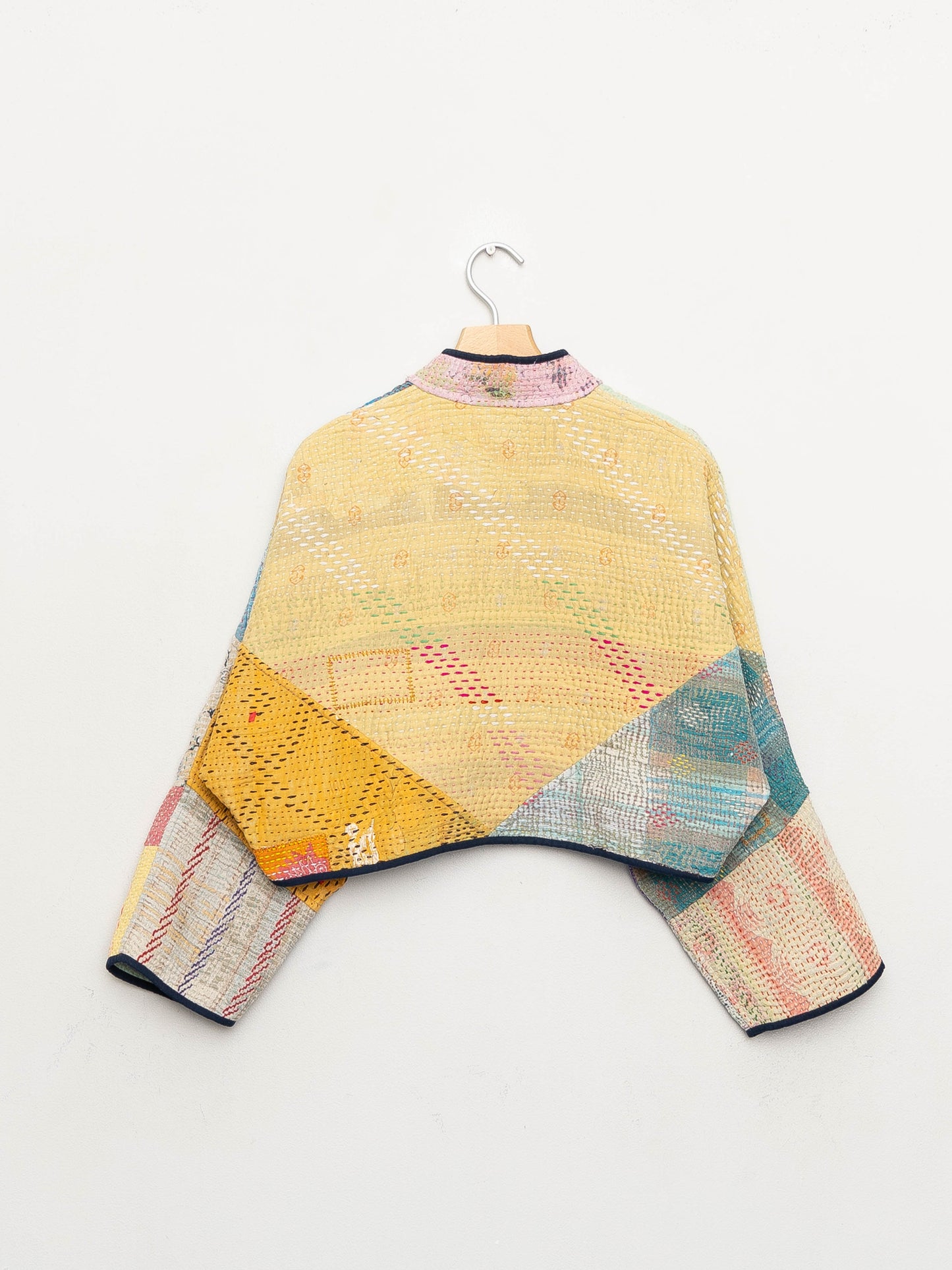 The Kaira Cropped Quilted Patchwork Kantha Jacket