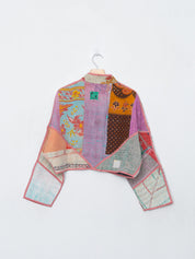 The Kaira Cropped Quilted Patchwork Kantha Jacket