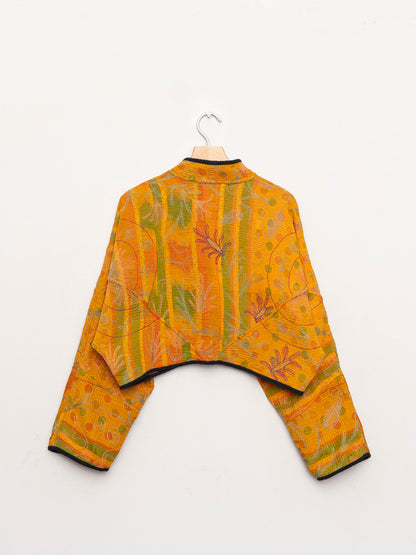 The Kaira Cropped Suzani Quilted Kantha Jacket