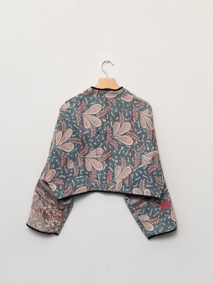 The Kaira Cropped Quilted Patchwork Kantha Jacket