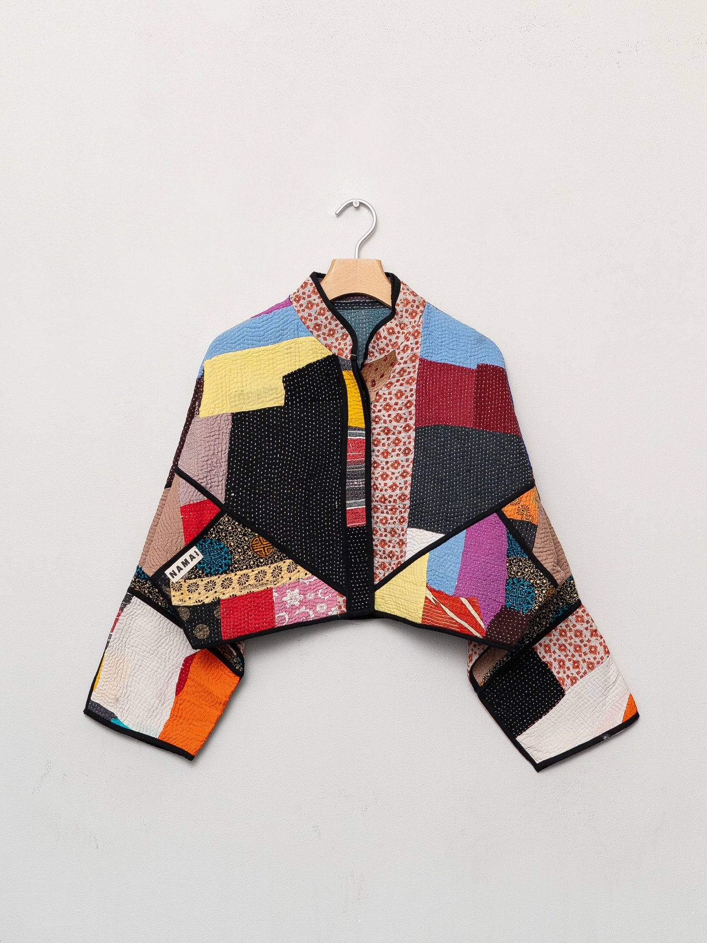 The Kaira Cropped Quilted Patchwork Kantha Jacket