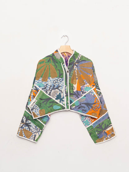 The Kaira Cropped Suzani Quilted Kantha Jacket