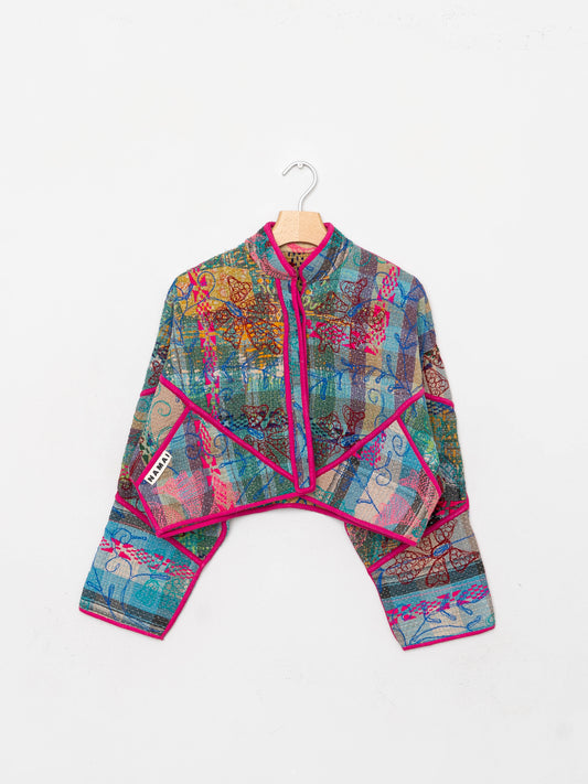 The Kaira Cropped Suzani Quilted Kantha Jacket
