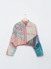 The Kaira Cropped Quilted Patchwork Kantha Jacket
