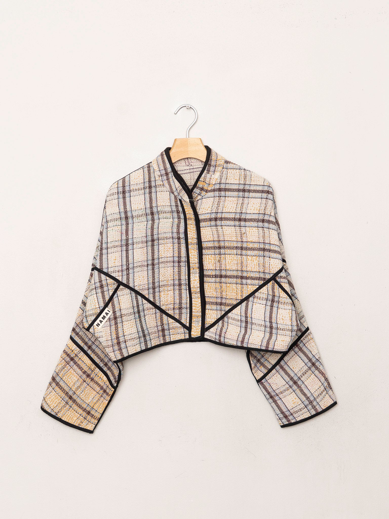 The Kaira Cropped Quilted Patchwork Kantha Jacket