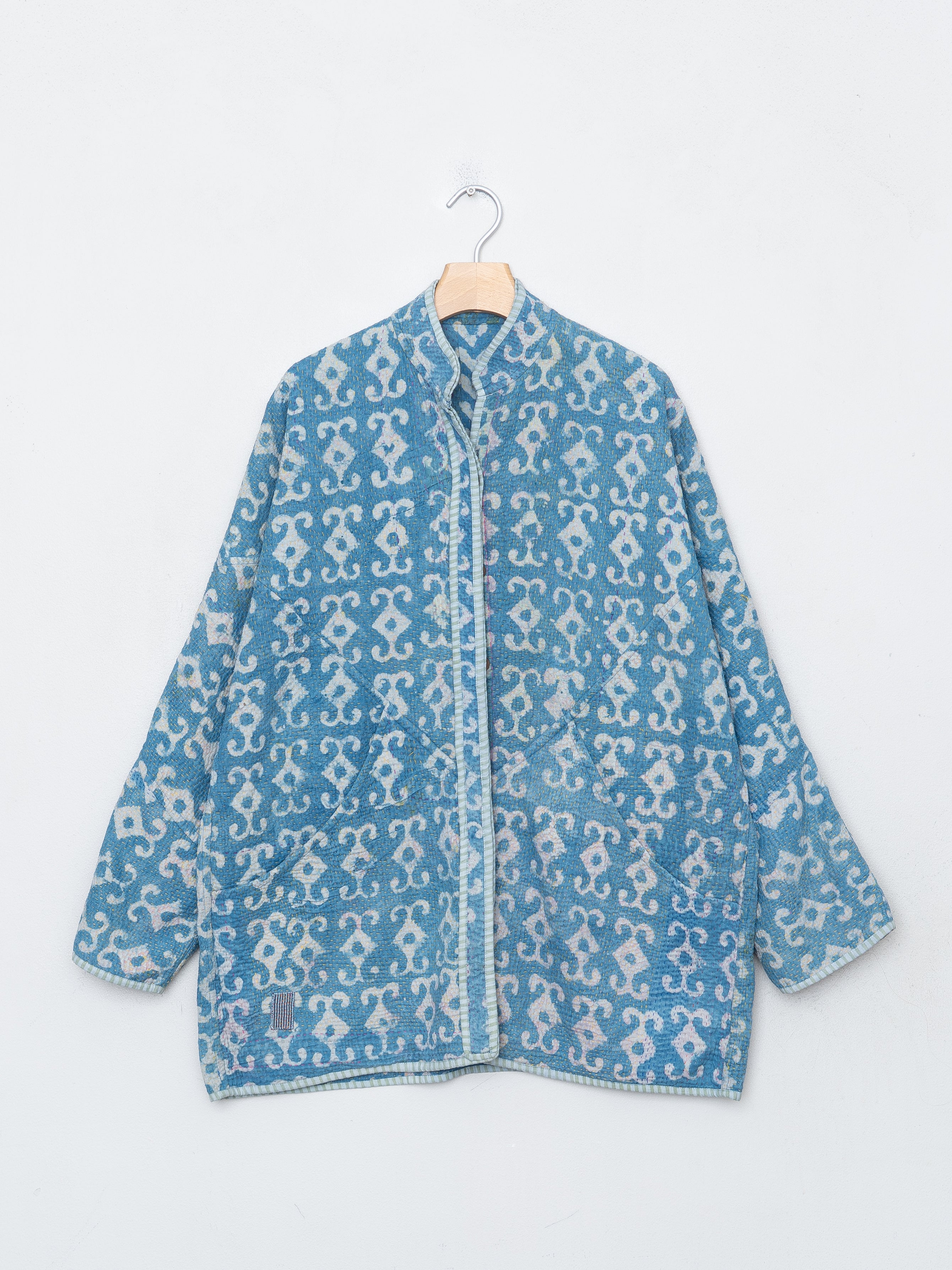 The Narmada Quilted Indigo Kantha Jacket
