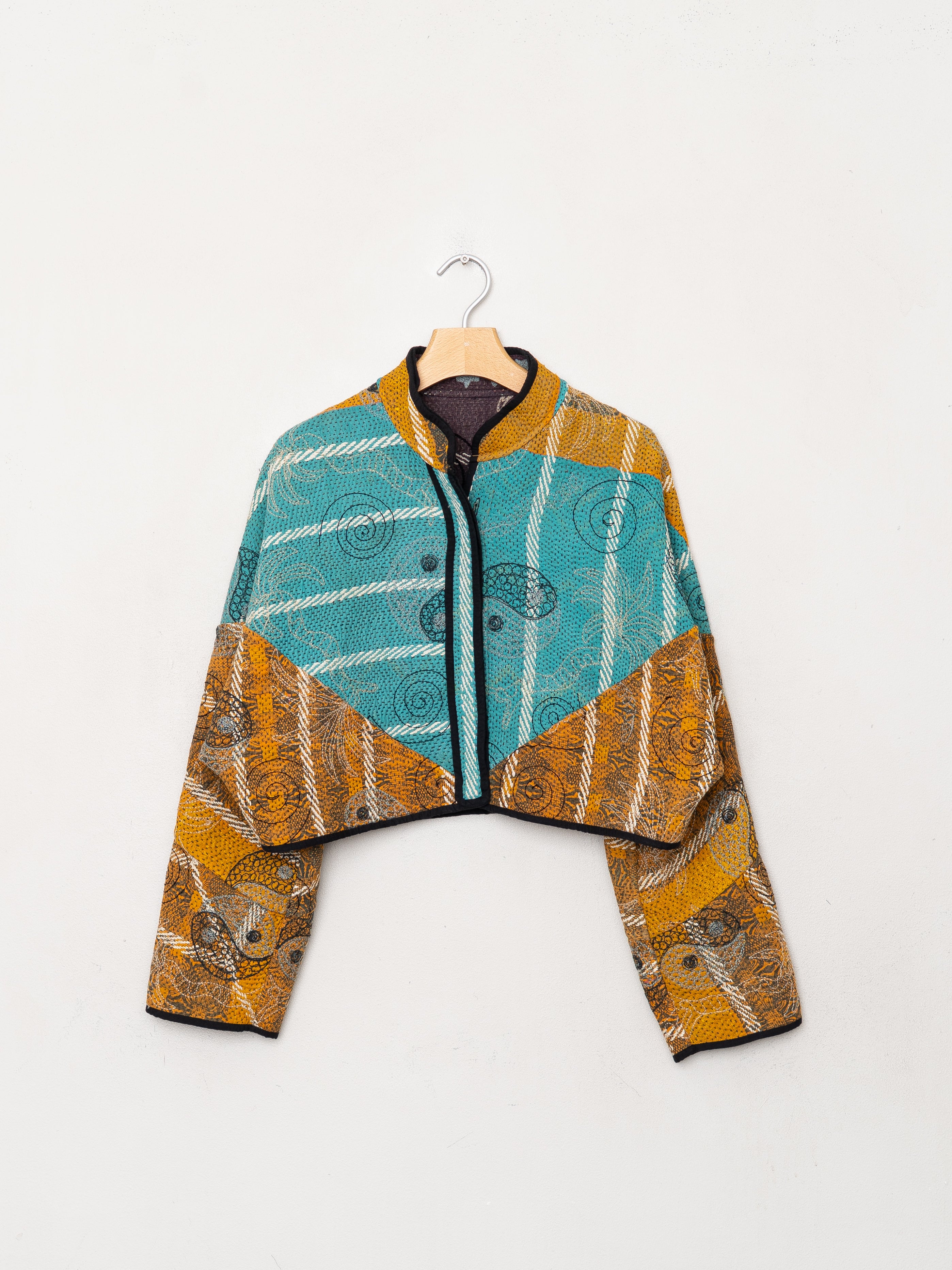 The Kaira Cropped Suzani Quilted Kantha Jacket