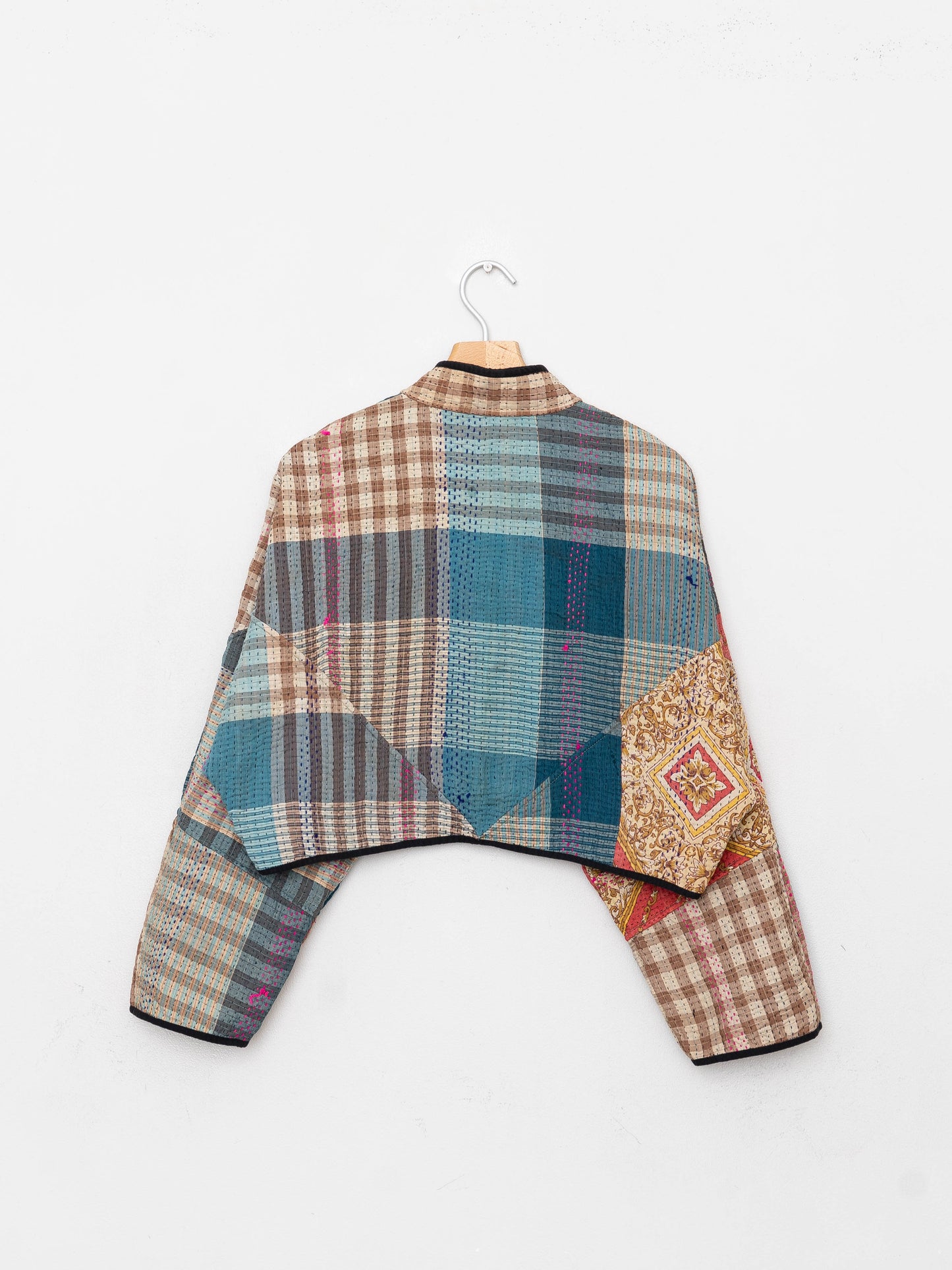 The Kaira Cropped Quilted Patchwork Kantha Jacket