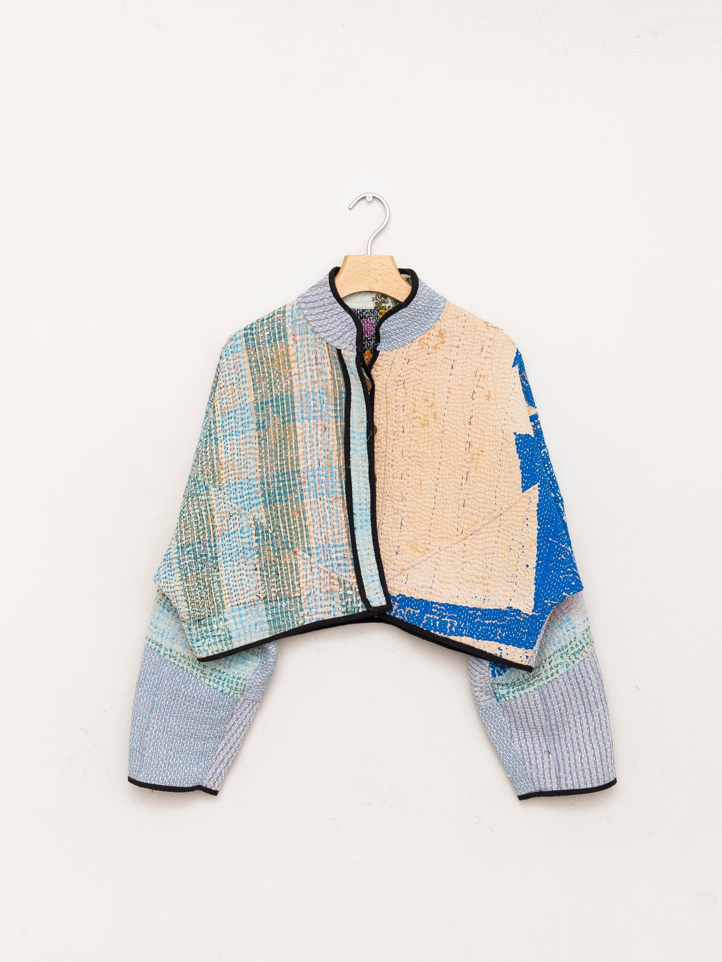 The Kaira Cropped Quilted Patchwork Kantha Jacket