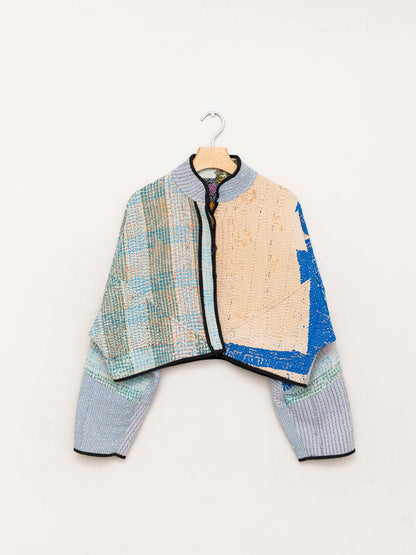 The Kaira Cropped Quilted Patchwork Kantha Jacket