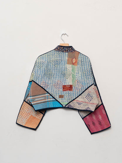 The Kaira Cropped Quilted Patchwork Kantha Jacket