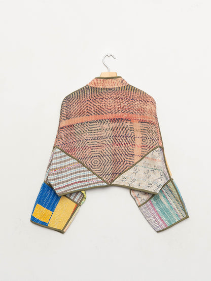 The Kaira Cropped Quilted Patchwork Kantha Jacket