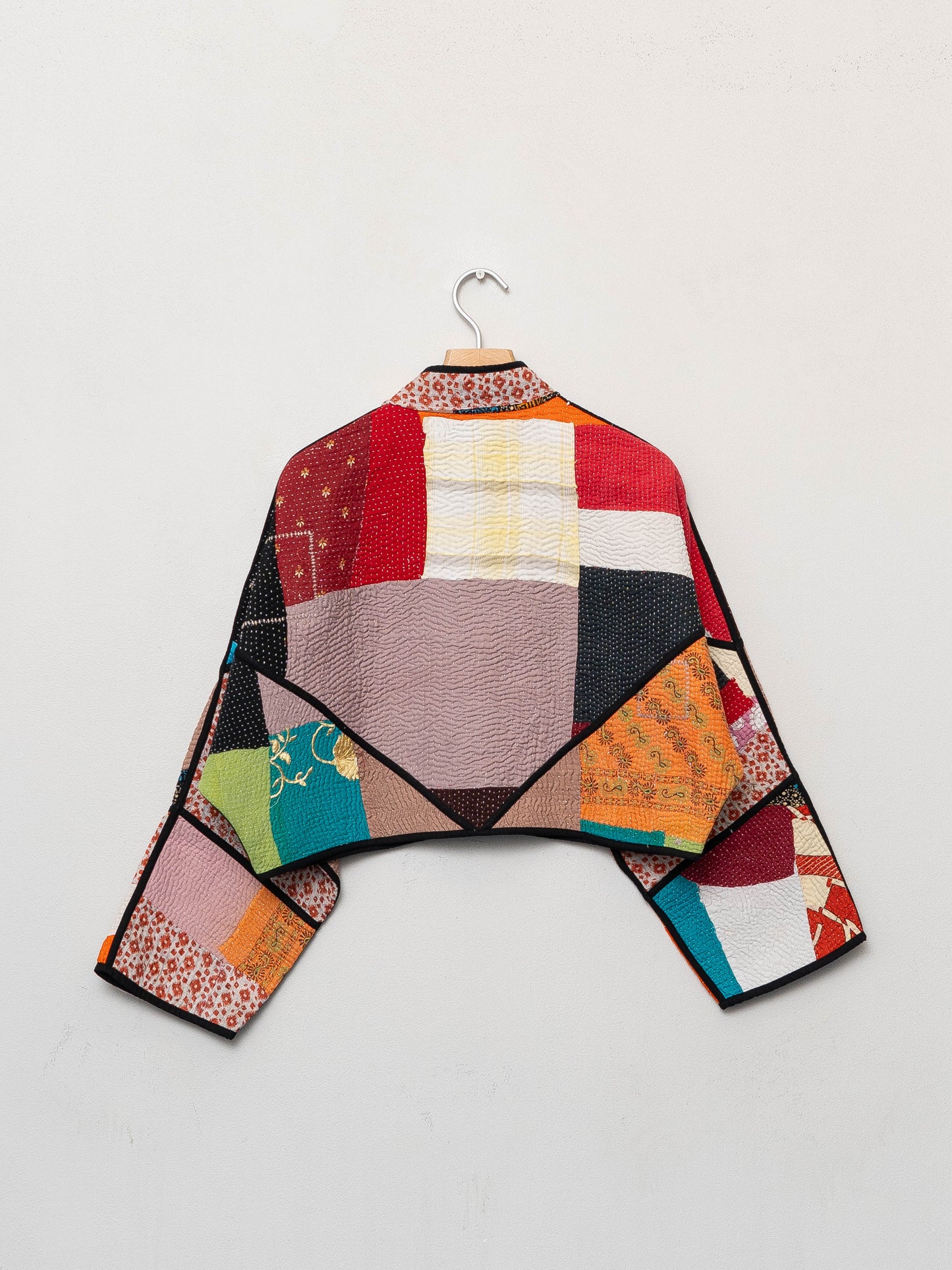 The Kaira Cropped Quilted Patchwork Kantha Jacket