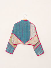 The Kaira Cropped Quilted Patchwork Kantha Jacket