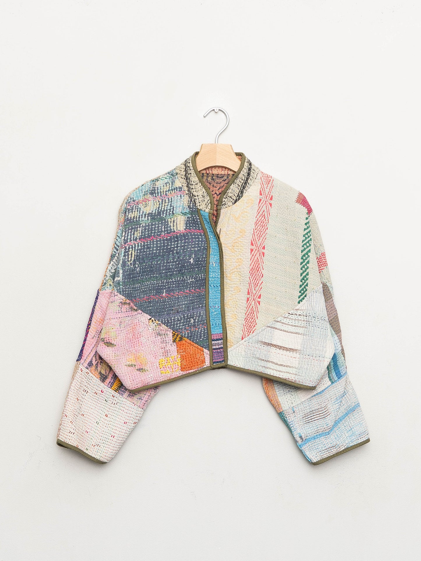 The Kaira Cropped Quilted Patchwork Kantha Jacket