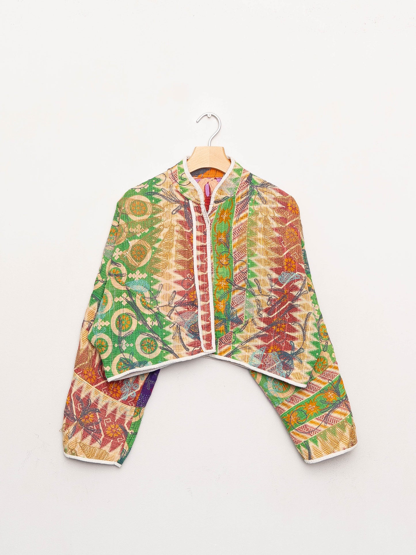 The Kaira Cropped Suzani Quilted Kantha Jacket