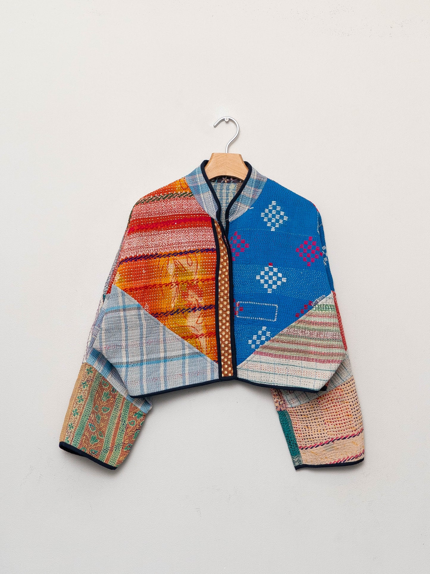 The Kaira Cropped Quilted Patchwork Kantha Jacket