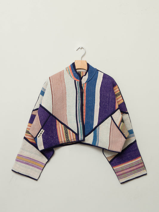 The Kaira Cropped Quilted Patchwork Kantha Jacket