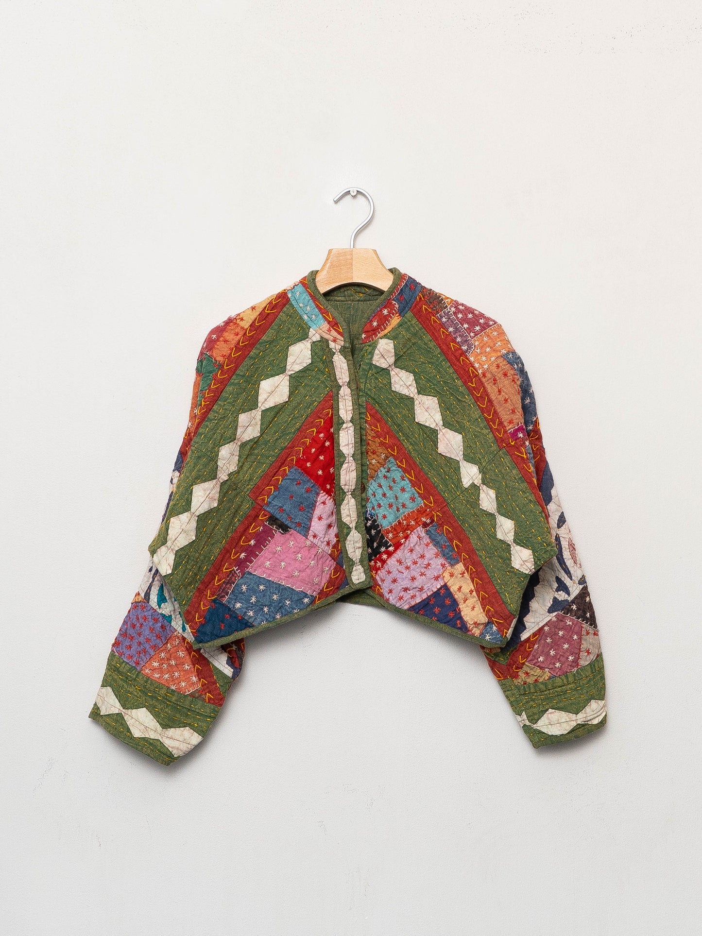 The Kaira Cropped Suzani Cut Out Kantha Jacket