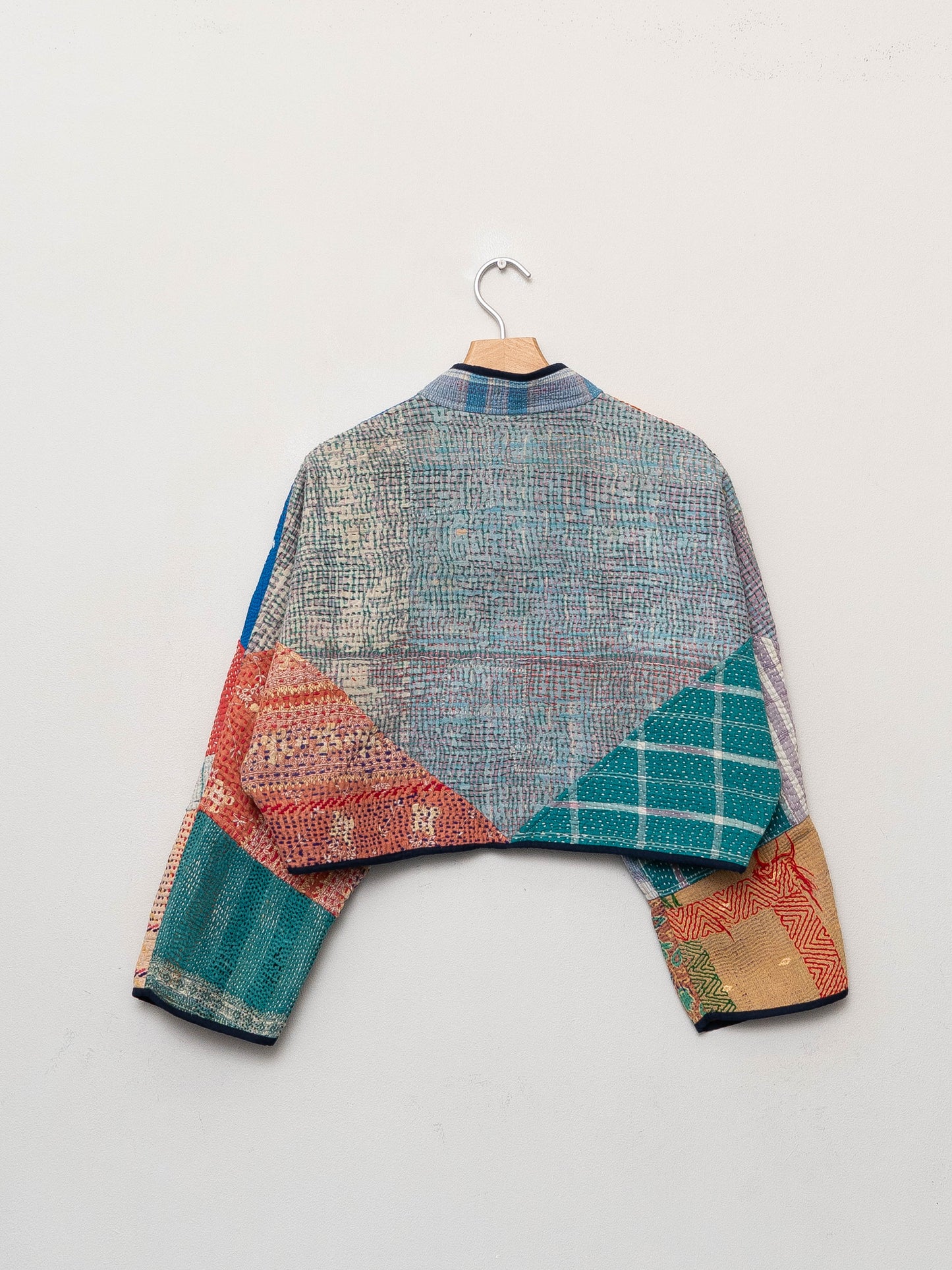 The Kaira Cropped Quilted Patchwork Kantha Jacket