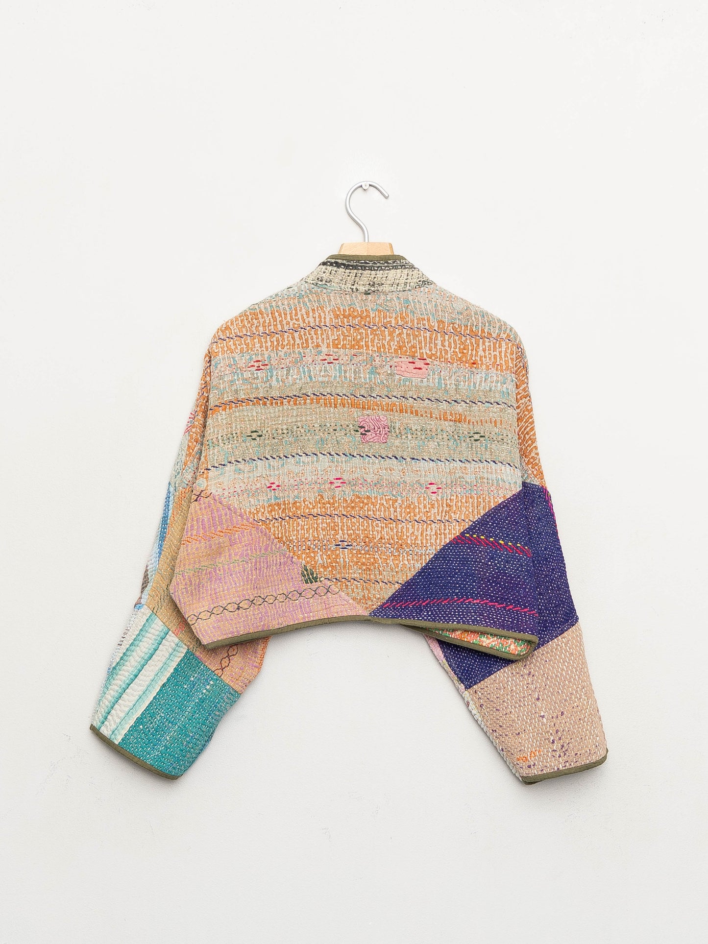 The Kaira Cropped Quilted Patchwork Kantha Jacket