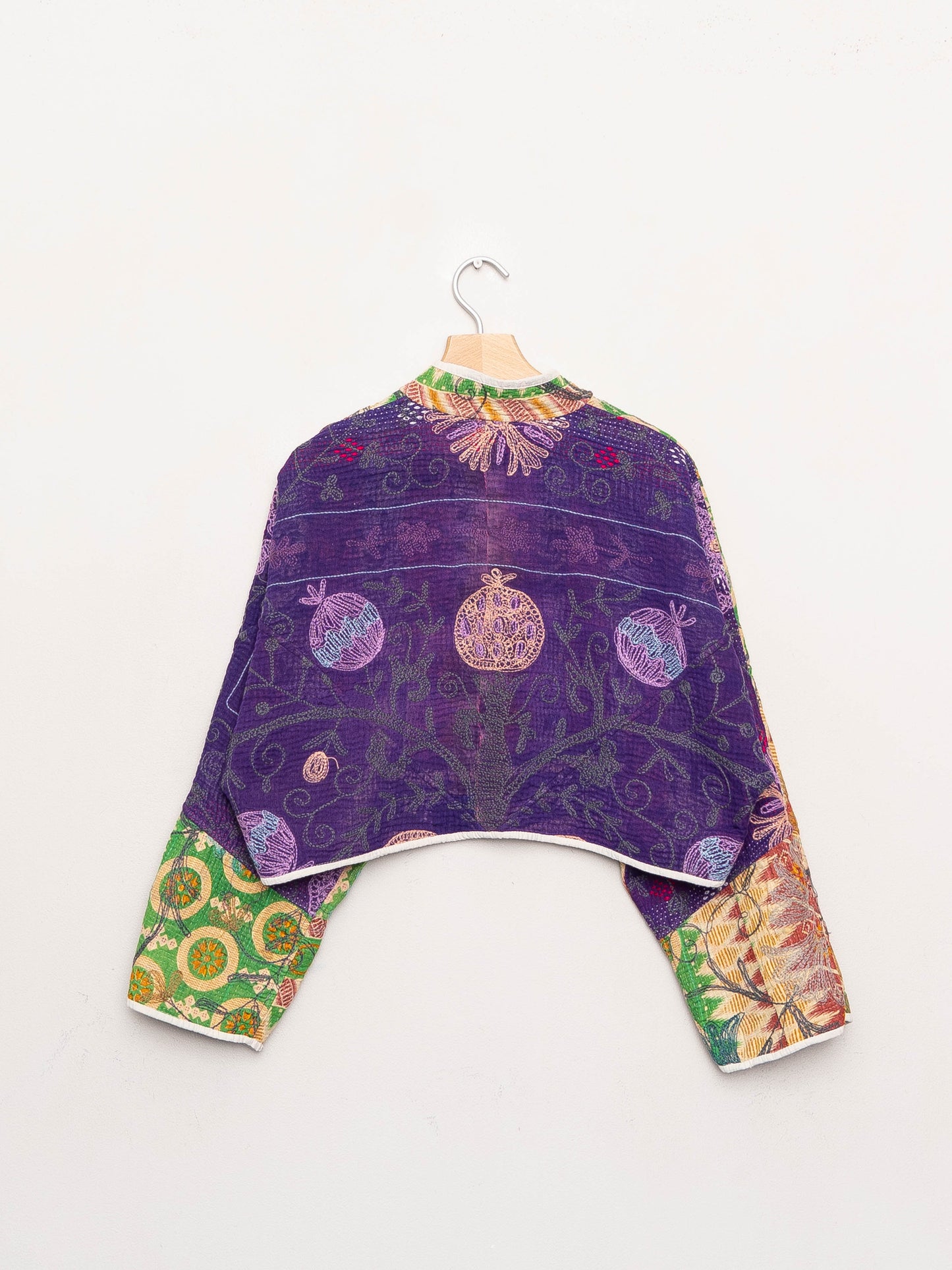 The Kaira Cropped Suzani Quilted Kantha Jacket