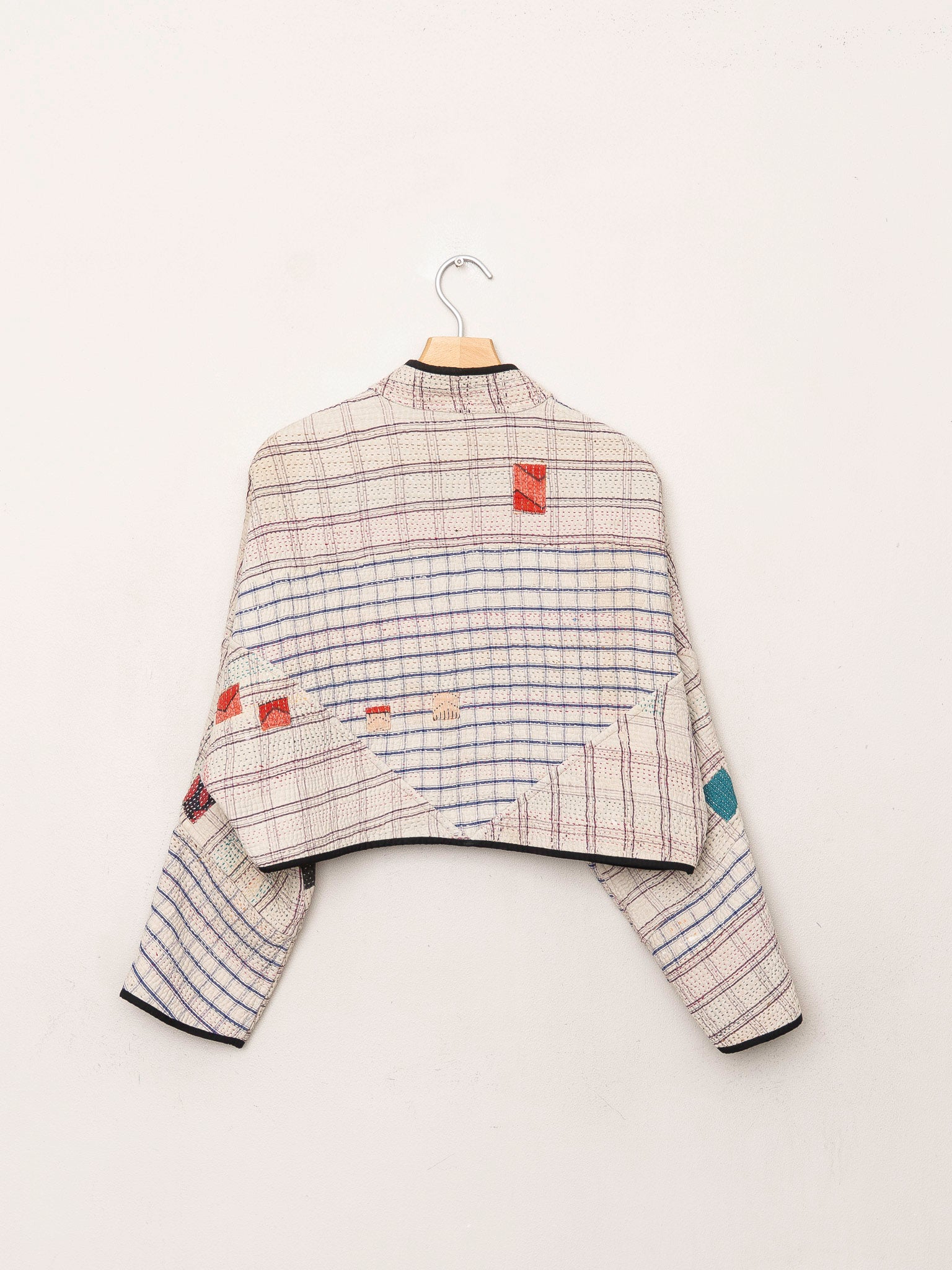 The Kaira Cropped Quilted Patchwork Kantha Jacket