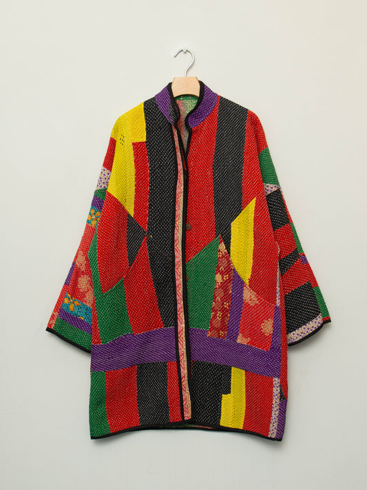 The Sai Quilted Patchwork Kantha Coat