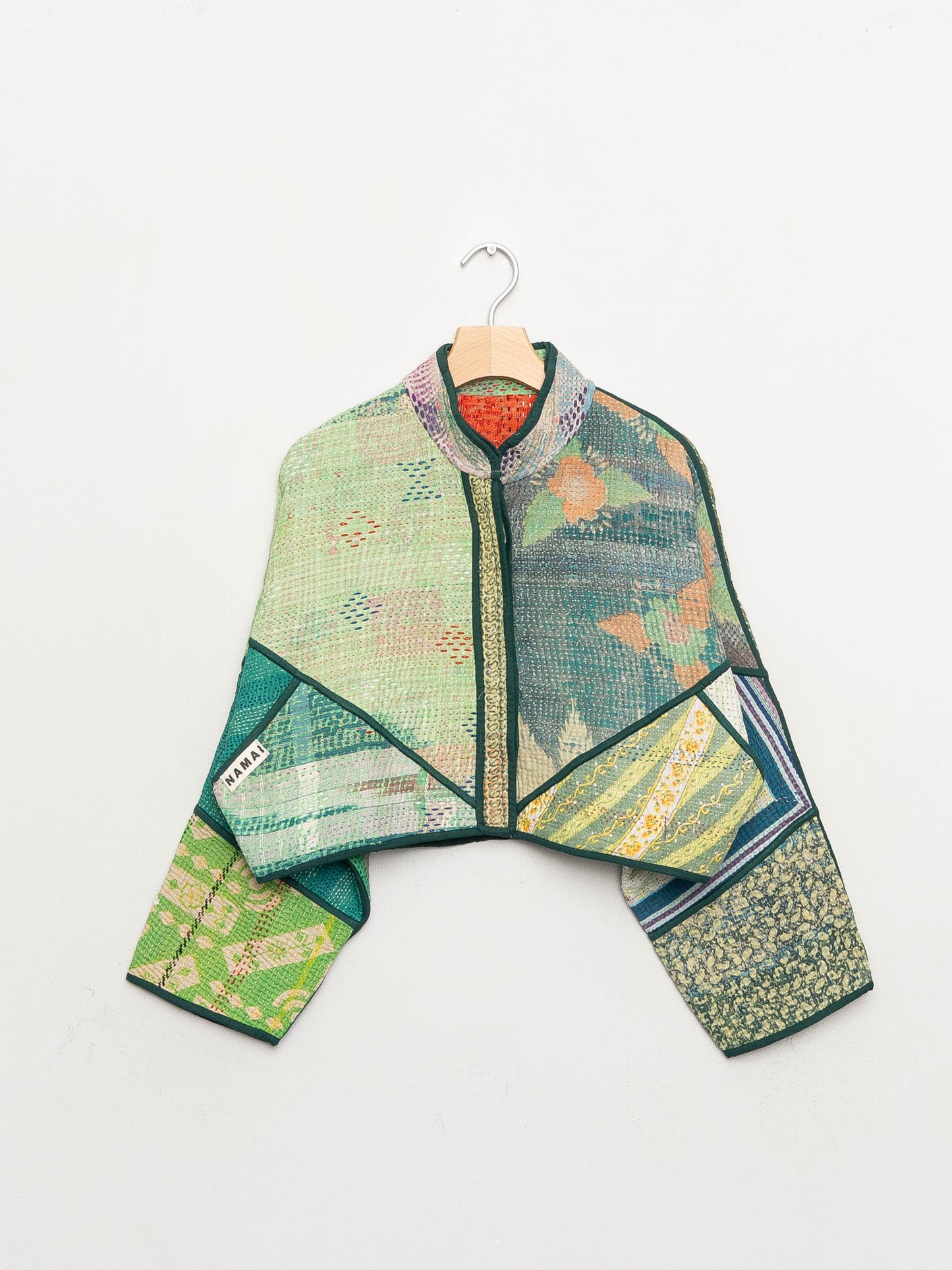 The Kaira Cropped Quilted Patchwork Kantha Jacket