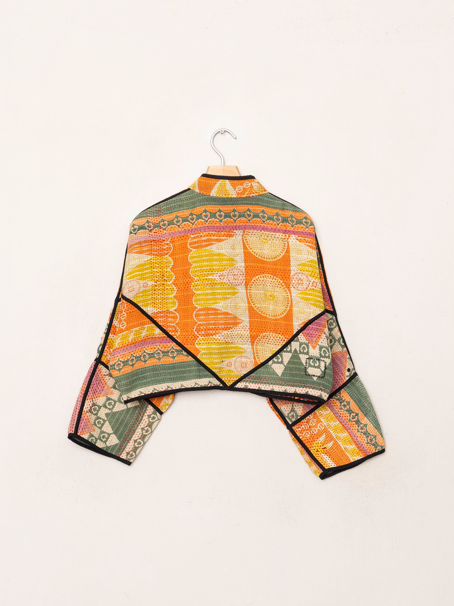 The Kaira Cropped Quilted Patchwork Kantha Jacket