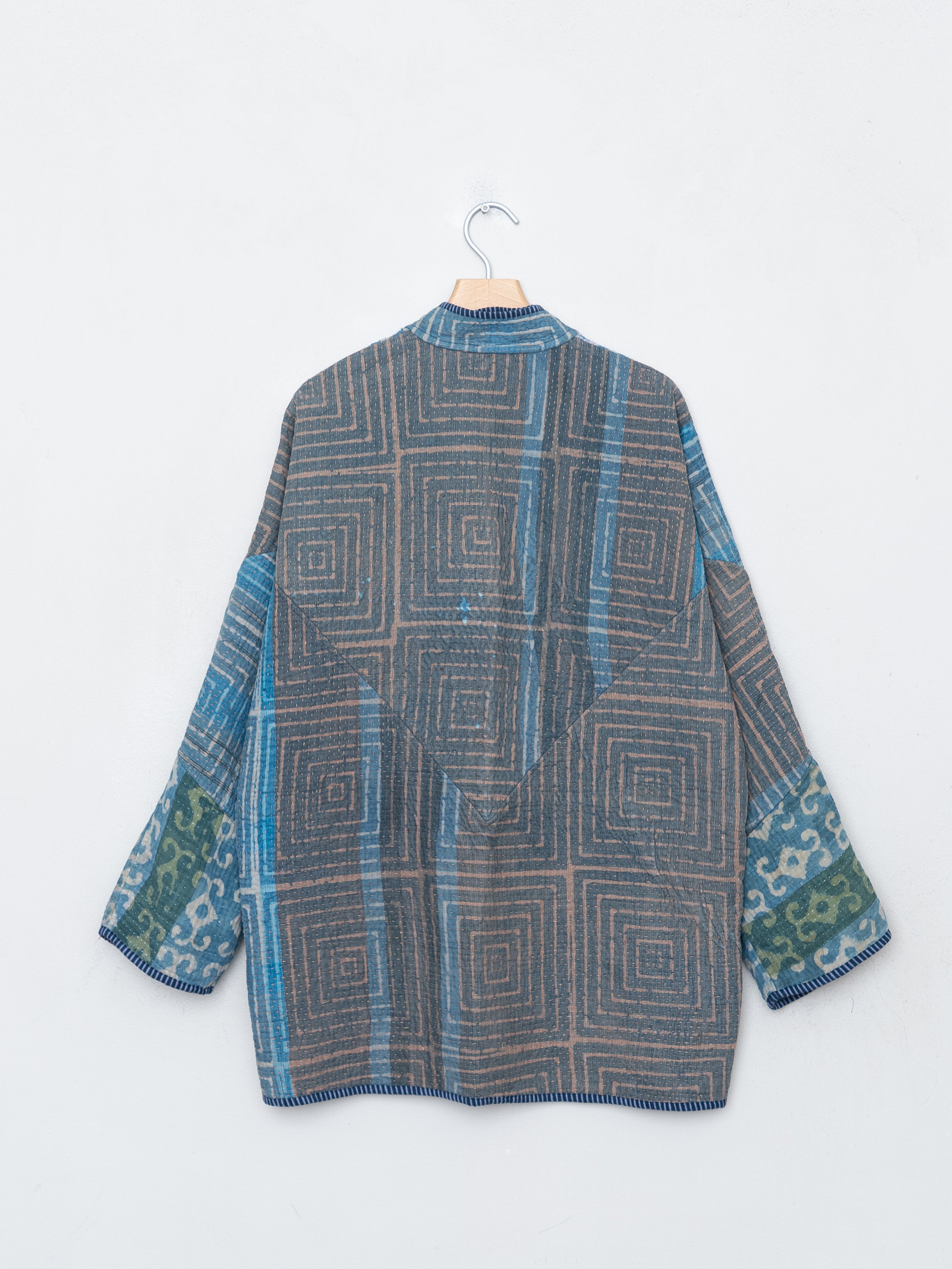 The Narmada Quilted Indigo Kantha Jacket