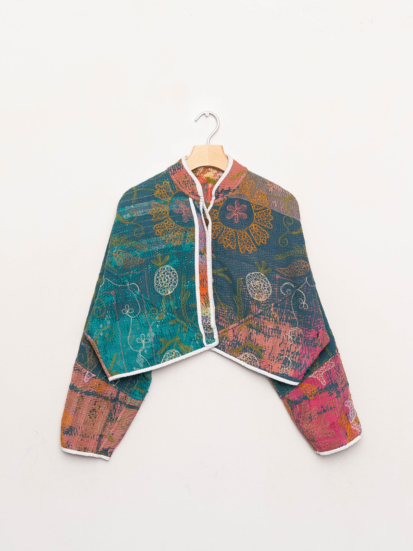 The Kaira Cropped Suzani Quilted Kantha Jacket