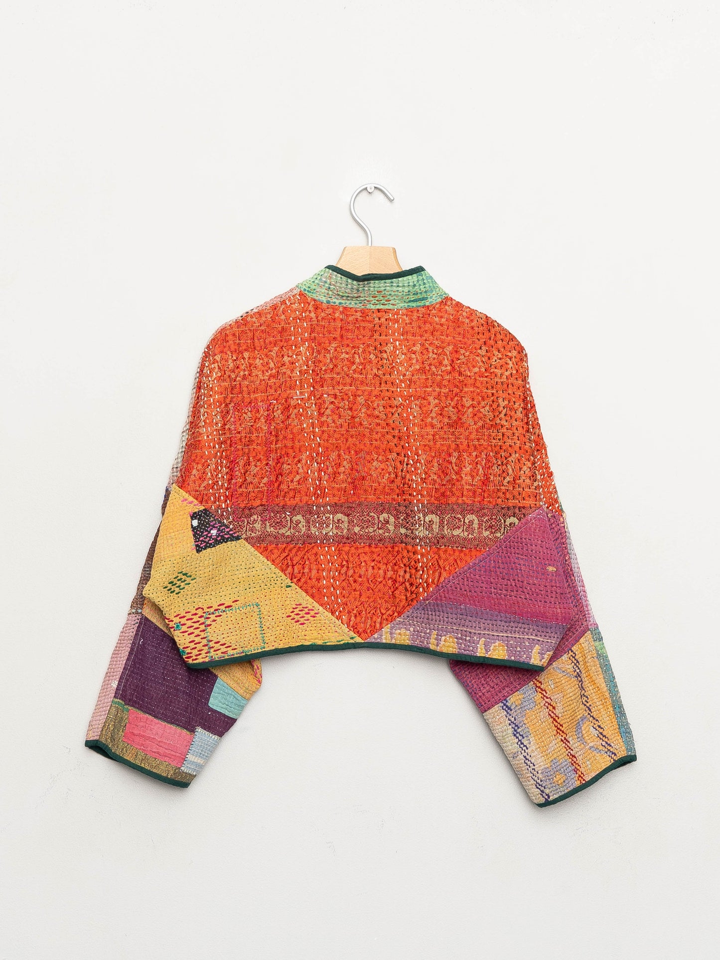 The Kaira Cropped Quilted Patchwork Kantha Jacket