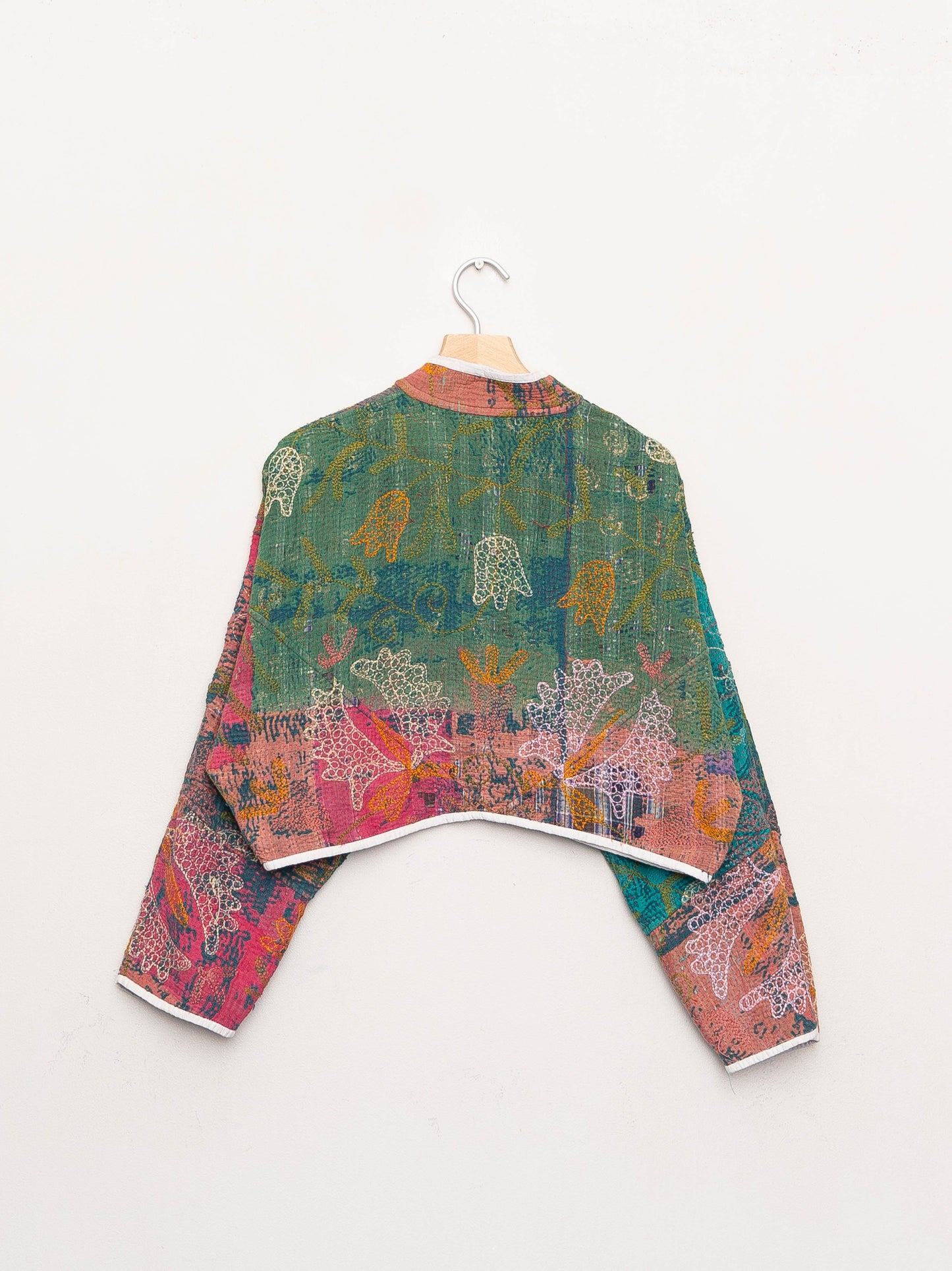 The Kaira Cropped Suzani Quilted Kantha Jacket