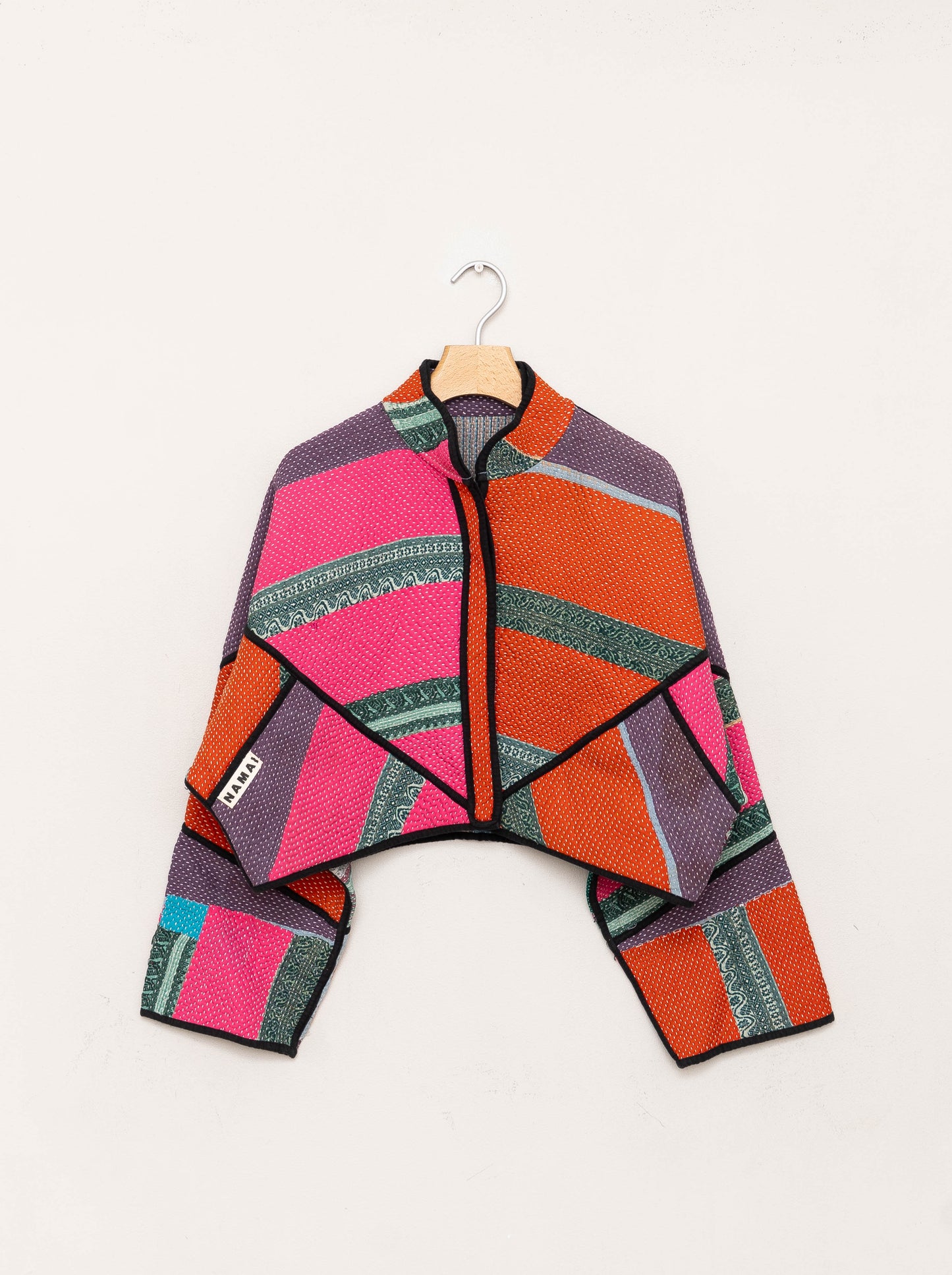The Kaira Cropped Quilted Patchwork Kantha Jacket