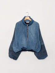 The Shira Denim Puffer Bomber Jacket
