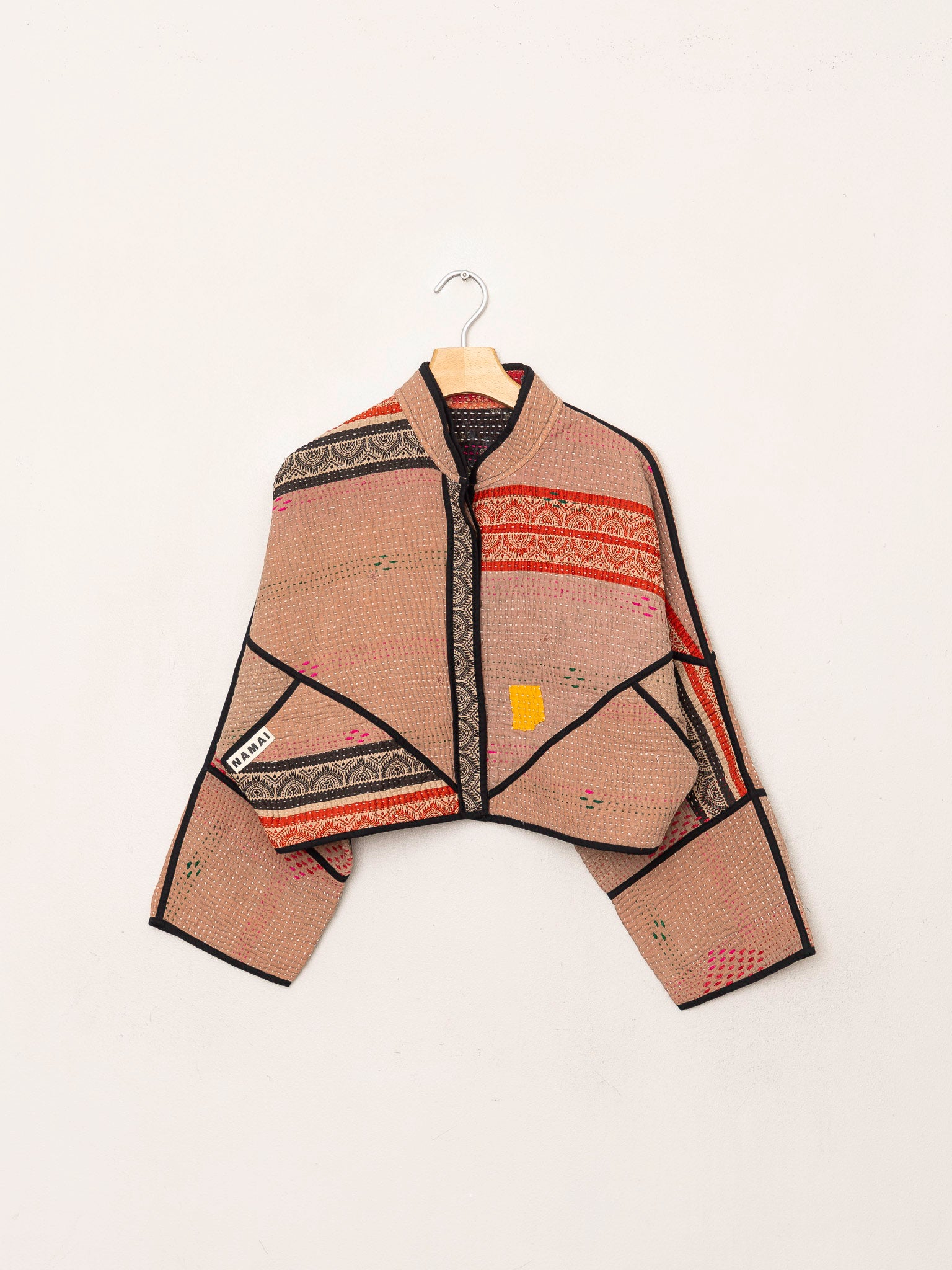 The Kaira Cropped Quilted Patchwork Kantha Jacket