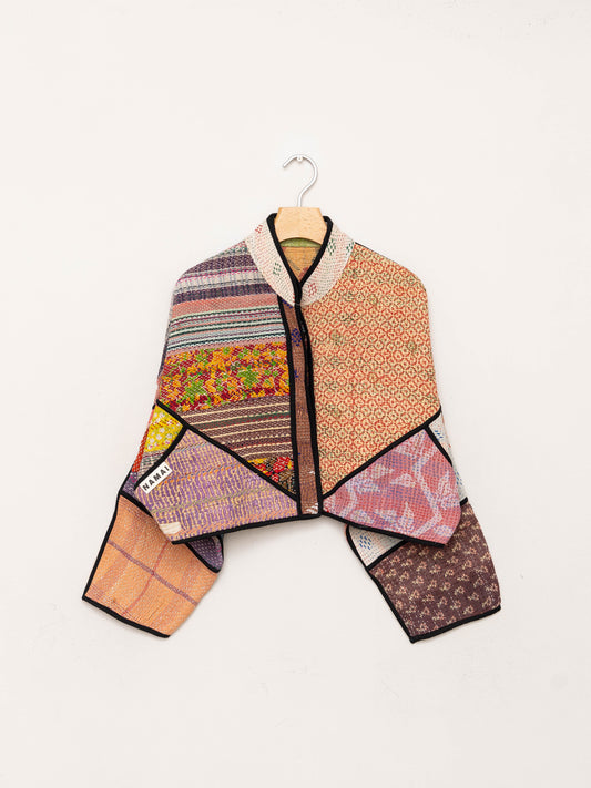 The Kaira Cropped Quilted Patchwork Kantha Jacket