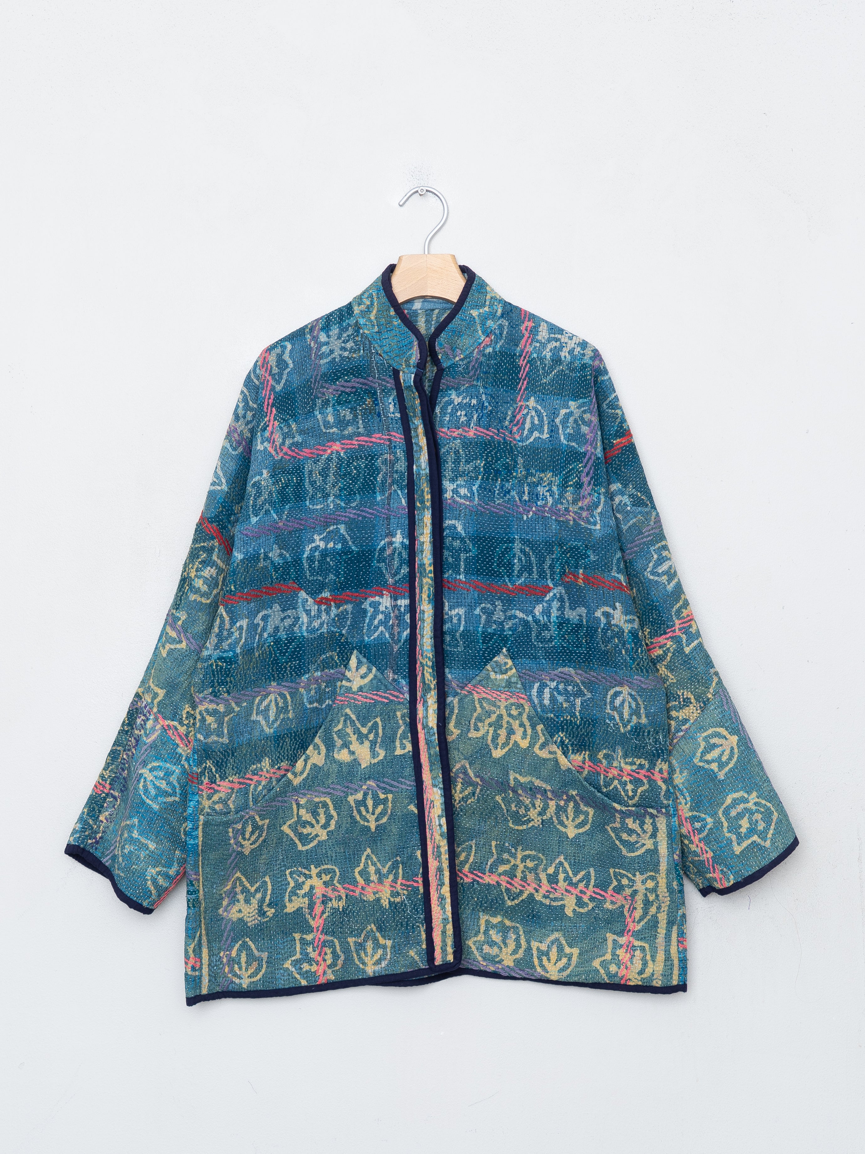 The Narmada Quilted Indigo Kantha Jacket