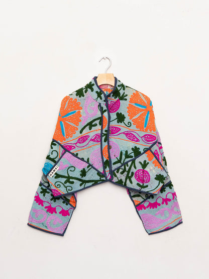 The Kaira Cropped Suzani Quilted Kantha Jacket