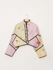 The Kaira Cropped Quilted Patchwork Kantha Jacket