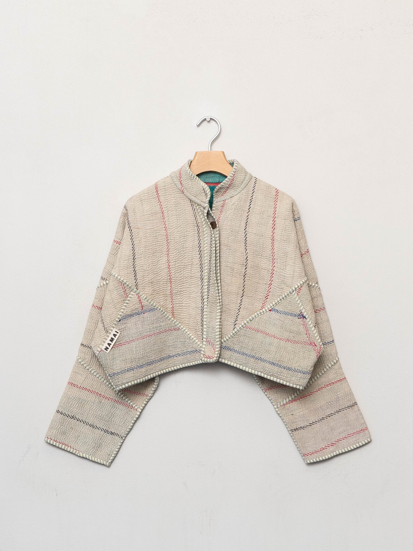 The Kaira Cropped Quilted Patchwork Kantha Jacket