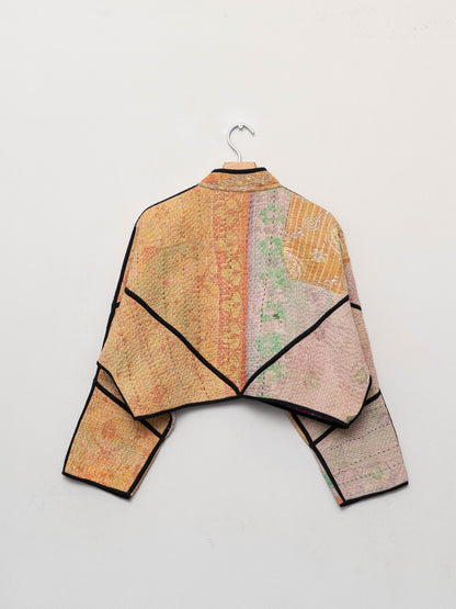 The Kaira Cropped Quilted Patchwork Kantha Jacket